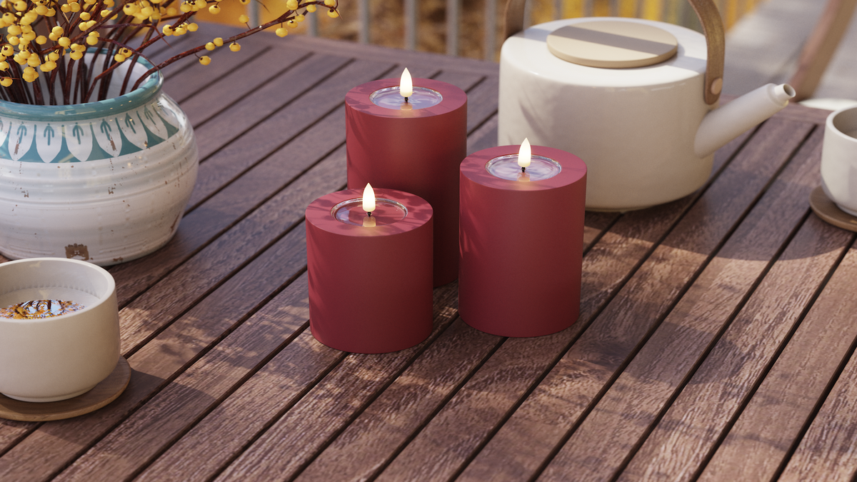 LED Lumière extérieure Bougie pilier Avec réaliste LED flamme