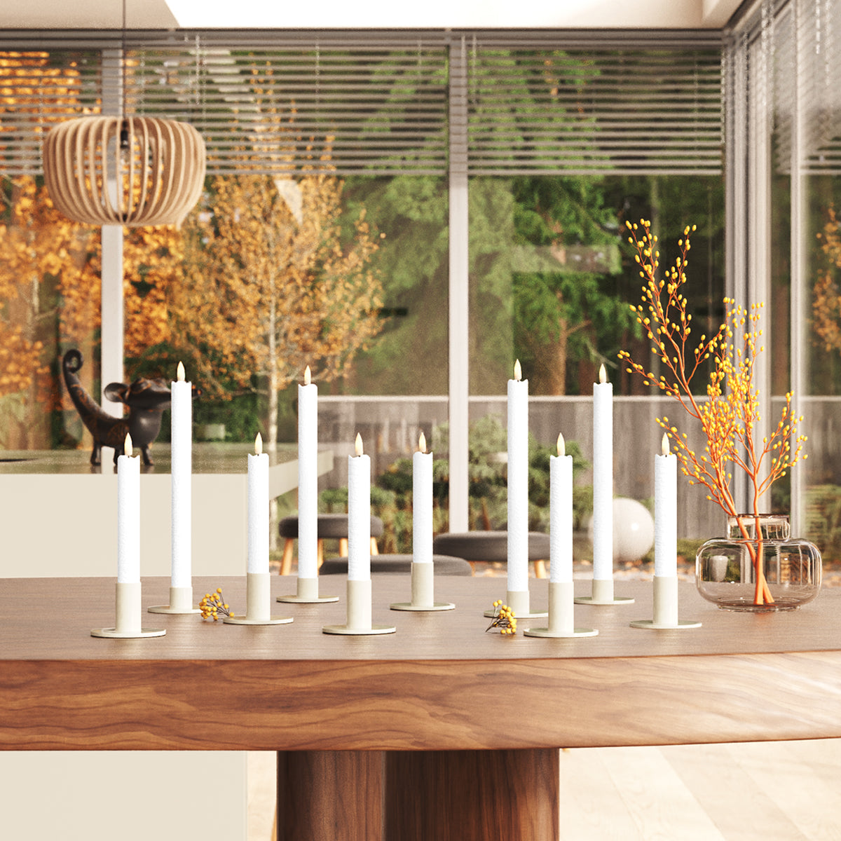 Romance LED Bougie chandelier paquet - Blanc - 6 pièces 15 cm | 4 pièces 24 cm