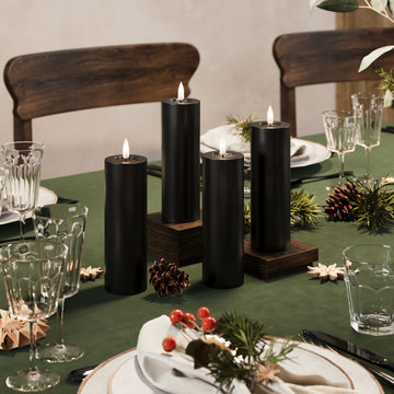 LED Bougie pilier Ø 5 x 15 cm Noir - 4 PCS