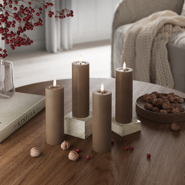 LED Bougie pilier Ø 5 x 12,5 cm Caramel - 4 PCS