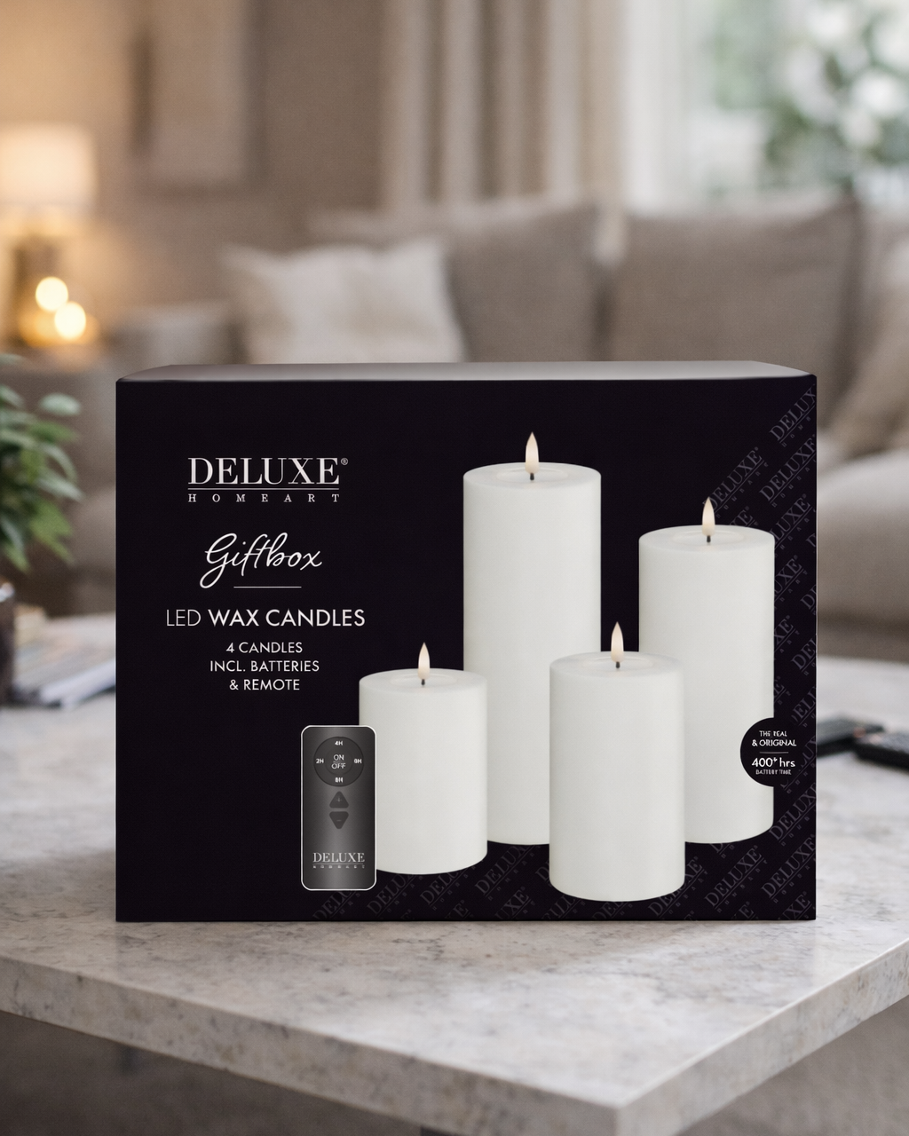 Bougie pilier coffret cadeau avec télécommande