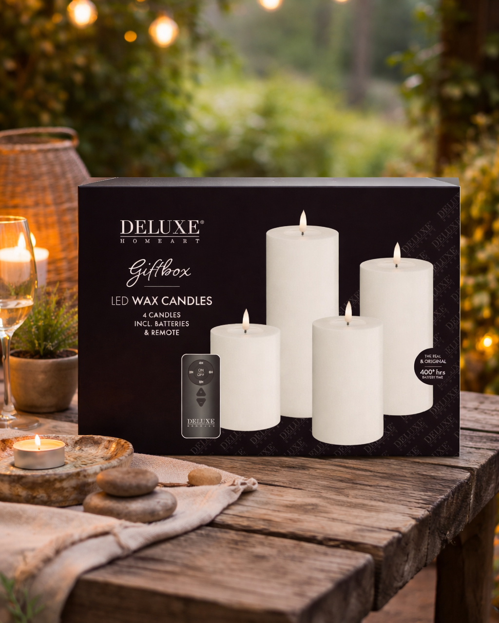 Bougie pilier coffret cadeau avec télécommande