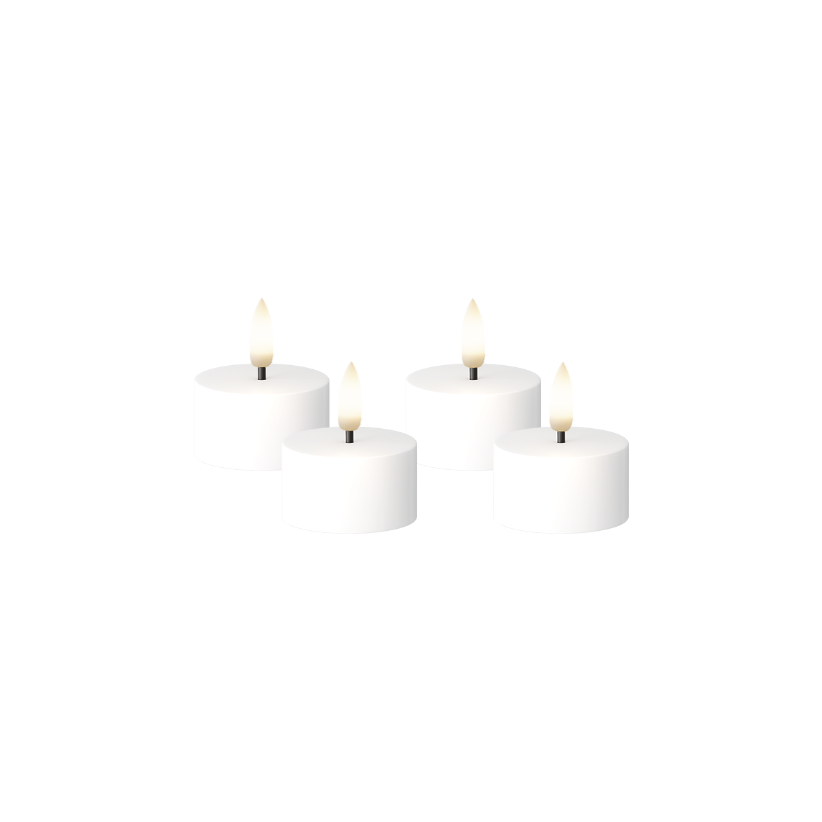 LED Mini Bougie chauffe-plat Plateau plat 4 pièces, Ø 3,8 x 2 cm Blanc