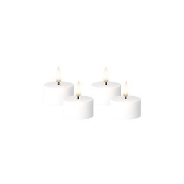 LED Mini Bougie chauffe-plat Plateau plat 4 pièces, Ø 3,8 x 2 cm Blanc