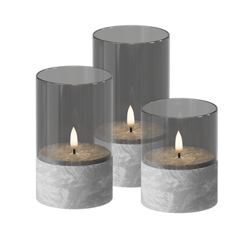LED Glass Light Balení 3 ks, Ø 8 x 10/12,5/15 cm Cement