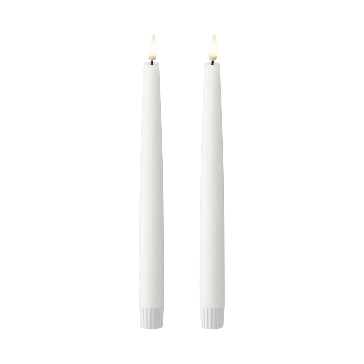 LED Kronelys 2 stk, Ø 2,2 x 25 cm Hvit