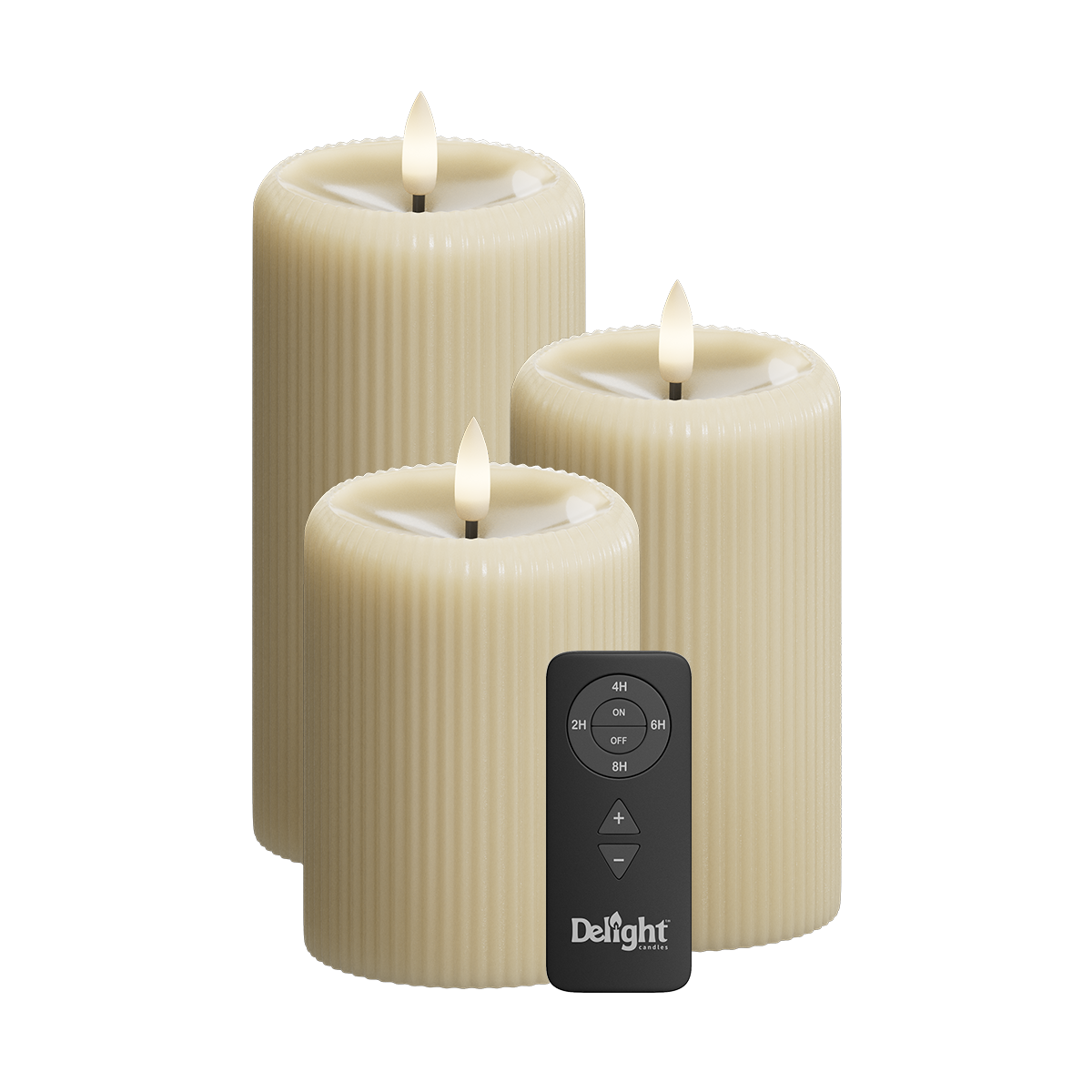 LED Rayure Pack de 3, Ø 7,5 x 10/12,5/15 cm Clair Caramel