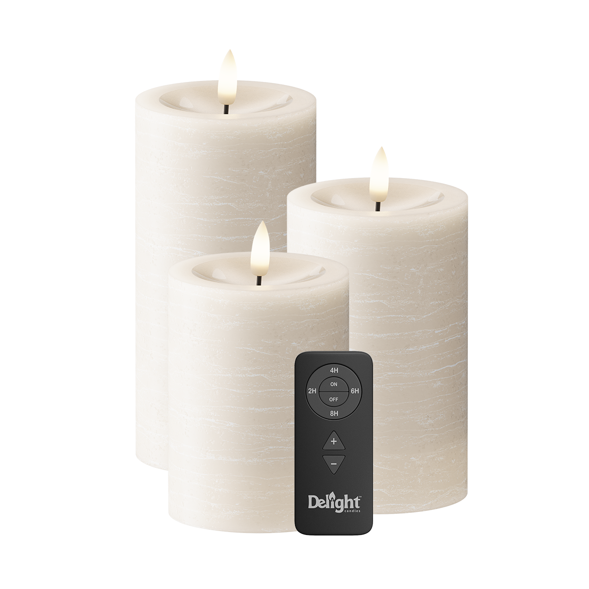 LED blokové světlo Balení 3 ks, Ø 7,5 x 10/12,5/15 cm Ivory