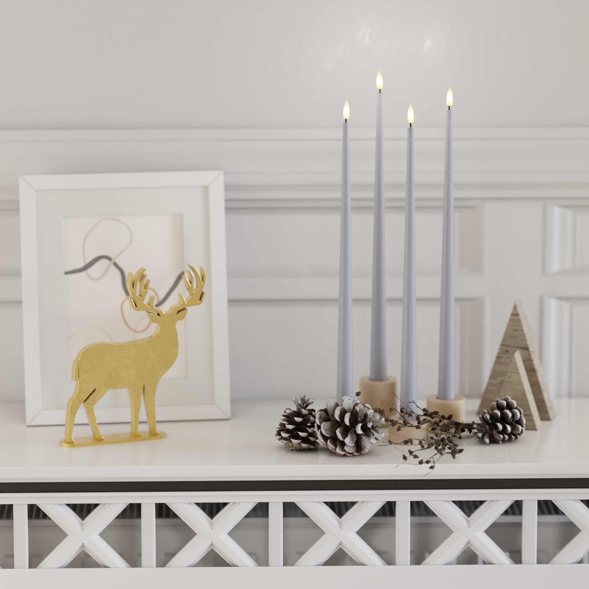 Deluxe Homeart LED Bougie effilée paquet - Bleu poussiéreux - 4 pièces 38 cm 2