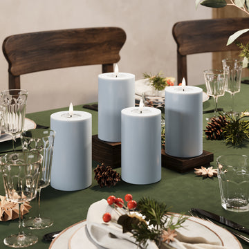 LED Bougie pilier Ø 7,5 x 12,5 cm Bleu poussiéreux - 4 PCS