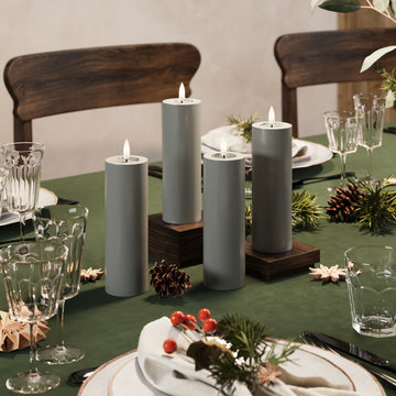 LED Bougie pilier Ø 5 x 15 cm Gris - 4 PCS