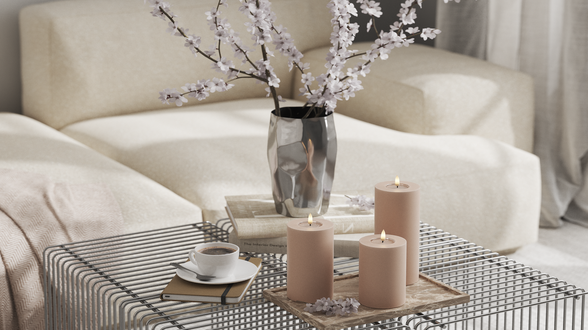 LED Blokker lys med naturtro LED flamme