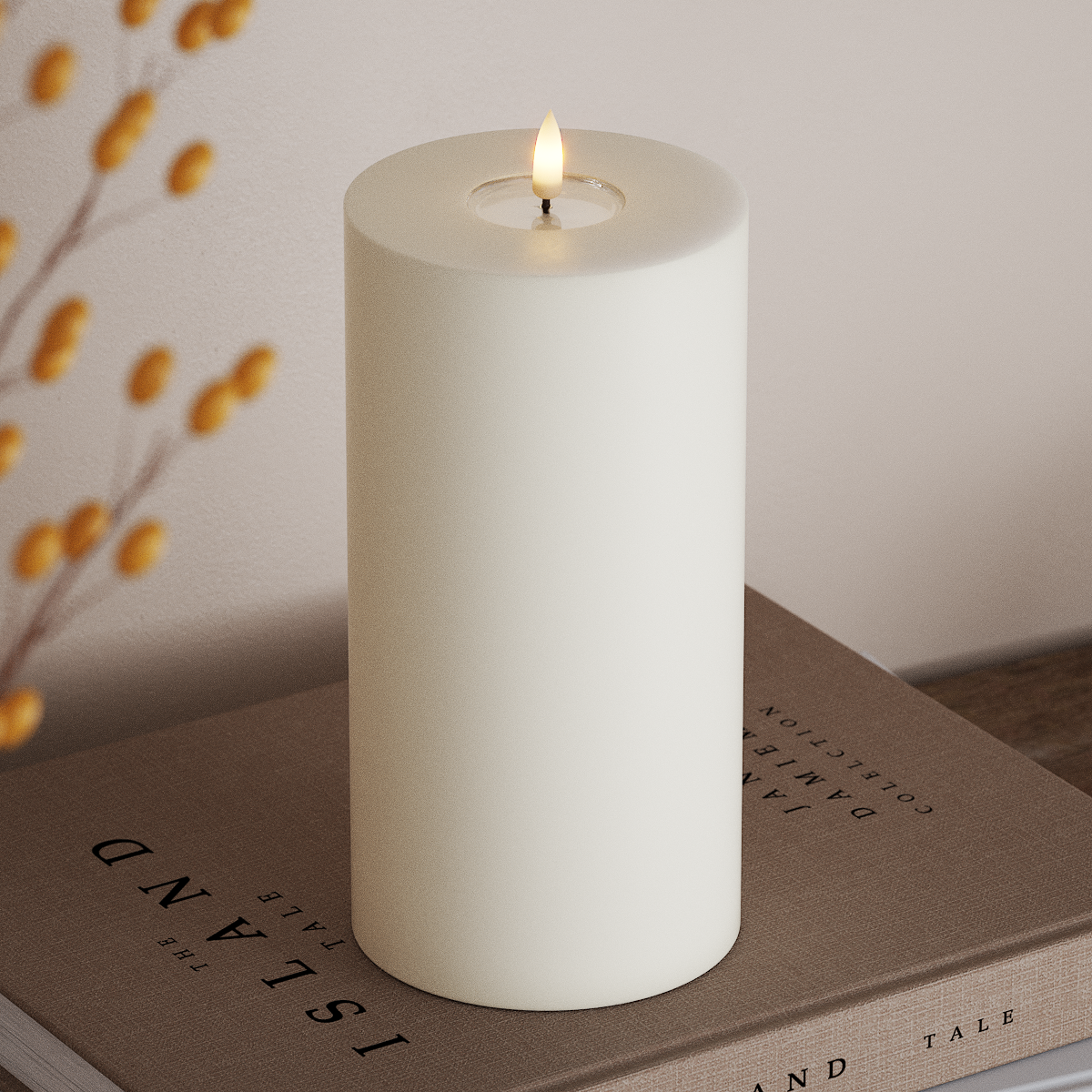 Deluxe Homeart LED Bougie pilier Ø10x20 cm Blanc LED Bougie pilier 3
