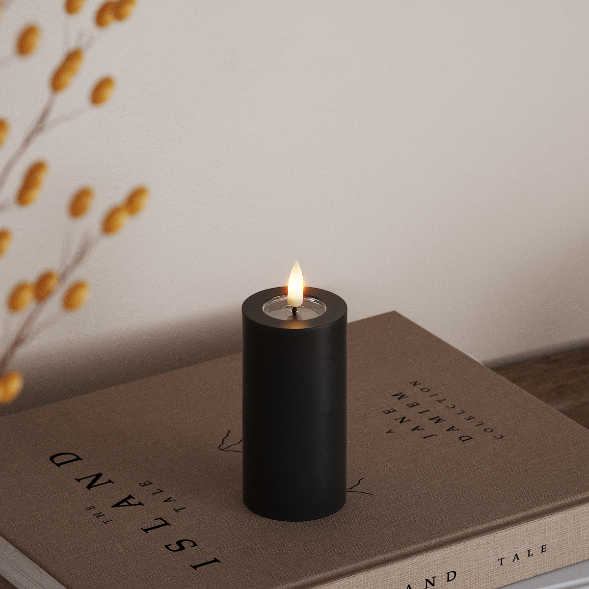 Deluxe Homeart LED Bloklys Ø 5 x 10 cm Sort LED bloklys 3