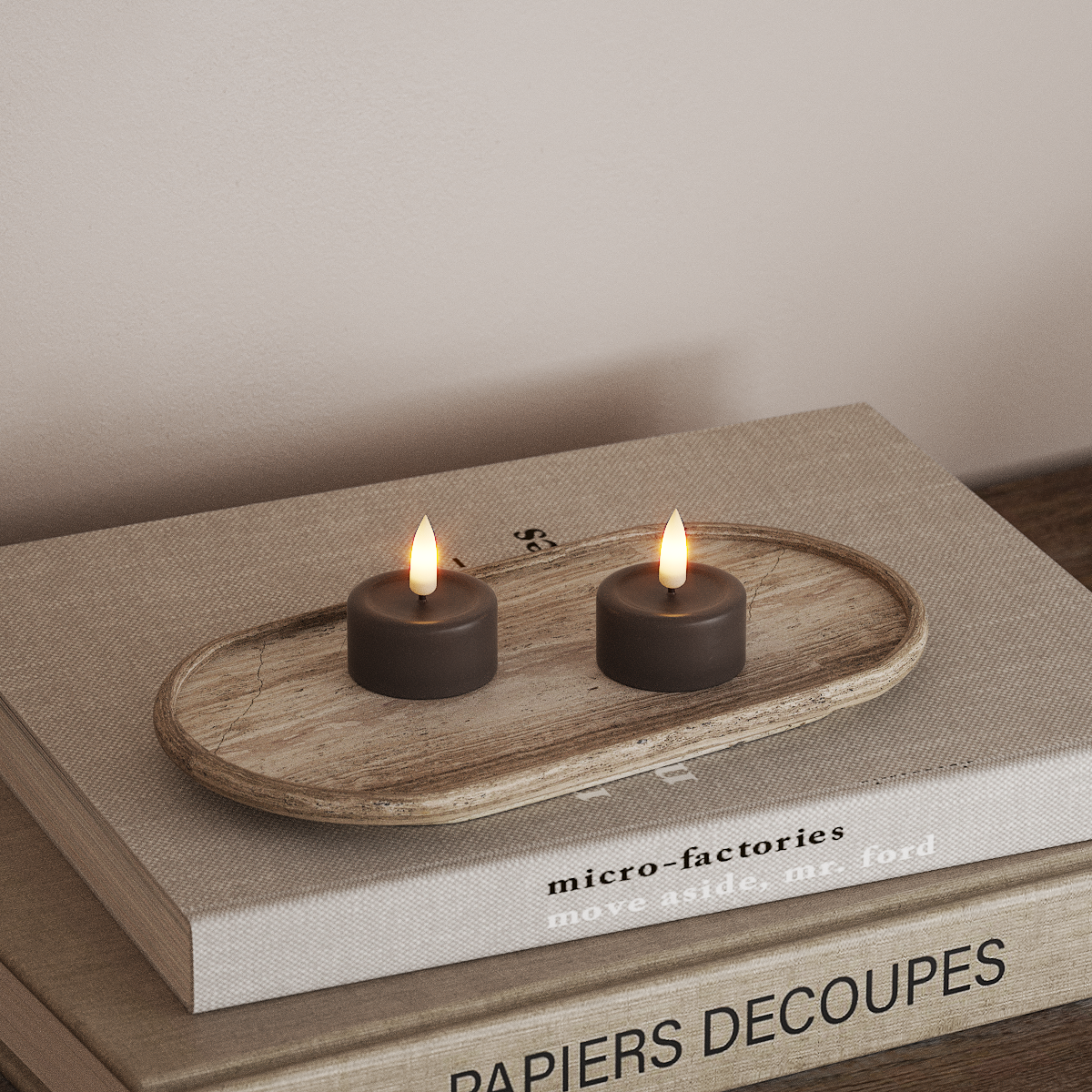 Deluxe Homeart LED Bougie chauffe-plat 2 pièces Moka LED Bougie chauffe-plat 3