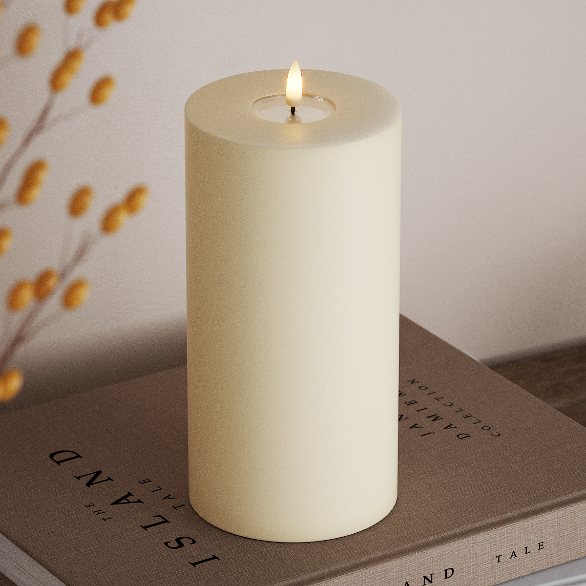Deluxe Homeart LED Bougie pilier Ø10x20 cm Crème LED Bougie pilier 3