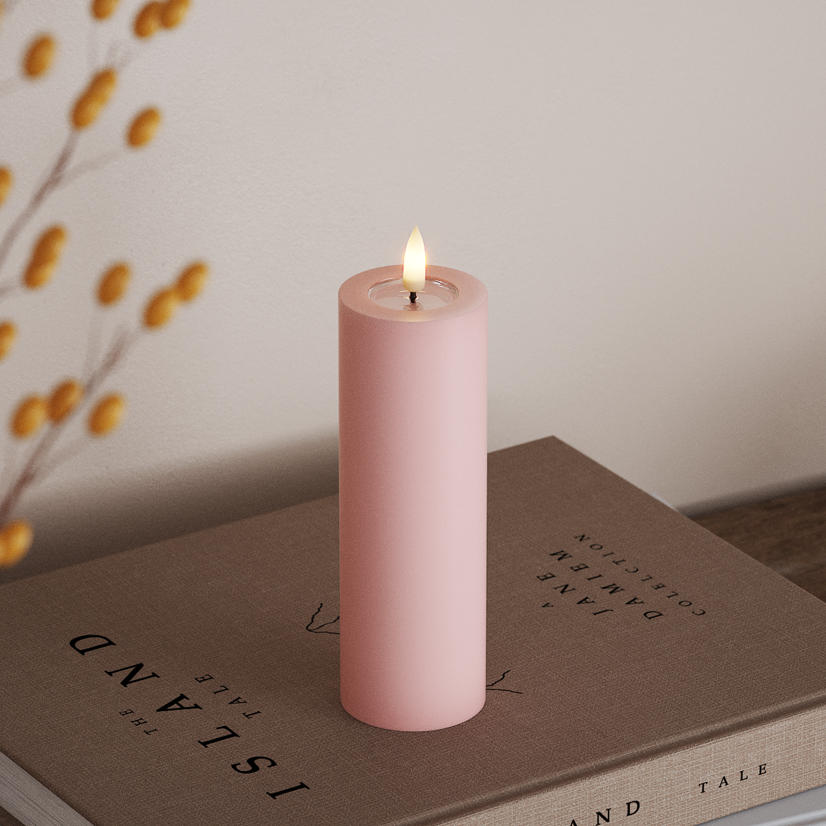 Deluxe Homeart LED Bloklys Ø 5 x 15 cm Lyserød LED bloklys 3
