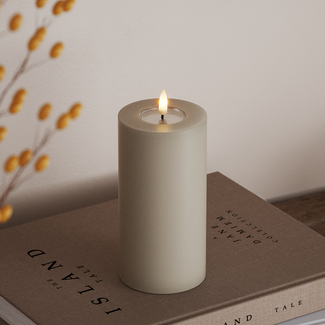 Deluxe Homeart LED Bloklys Ø 7,5 x 15 cm Sand LED bloklys 4