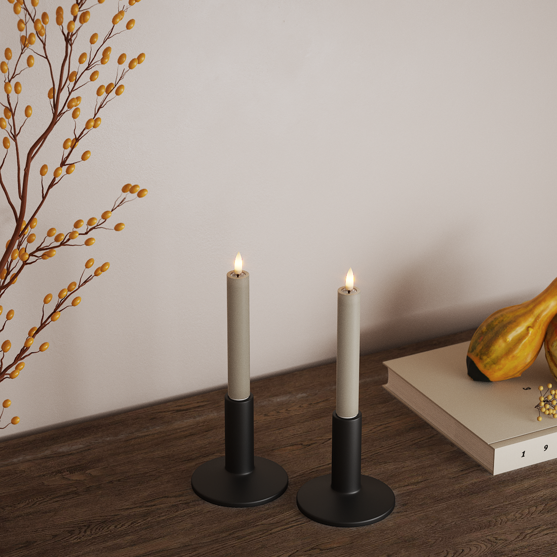 Deluxe Homeart LED Kronelys 2 stk, Ø 2 x 15 cm Sand LED kronelys 4