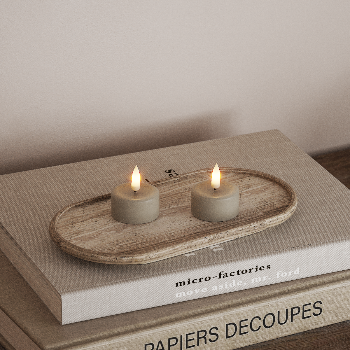 Deluxe Homeart LED Bougie chauffe-plat 2 pièces Sable LED Bougie chauffe-plat 3