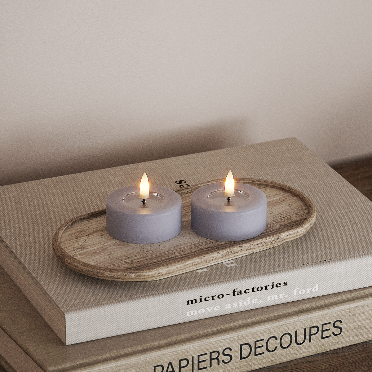 Deluxe Homeart LED Géant Bougie chauffe-plat 2 pièces Grand Bleu poussiéreux LED géant Bougie chauffe-plat 3