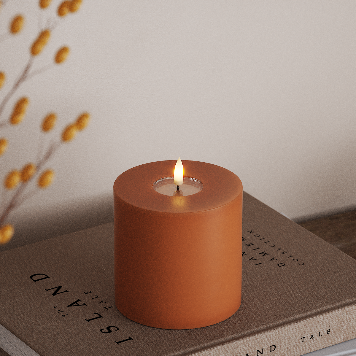 Deluxe Homeart LED Bougie pilier Ø10x10 cm Orange LED Bougie pilier 3