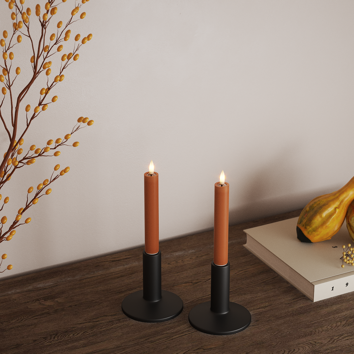 Deluxe Homeart LED Bougie chandelier 2 pièces, Ø 2 x 15 cm Orange LED Bougie chandelier 3