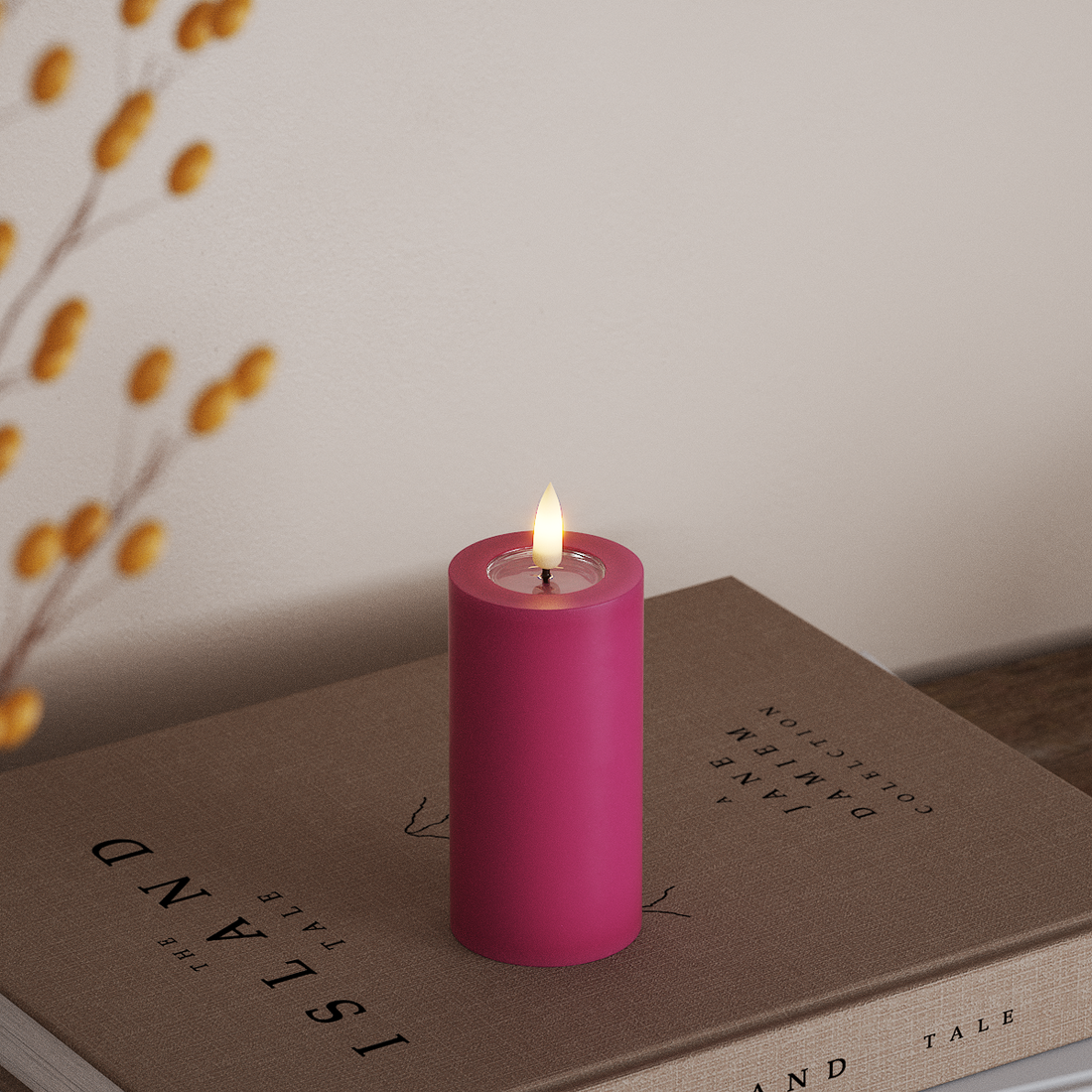 Deluxe Homeart LED Blockljus Ø 5 x 10 cm Magenta LED Blockljus 4