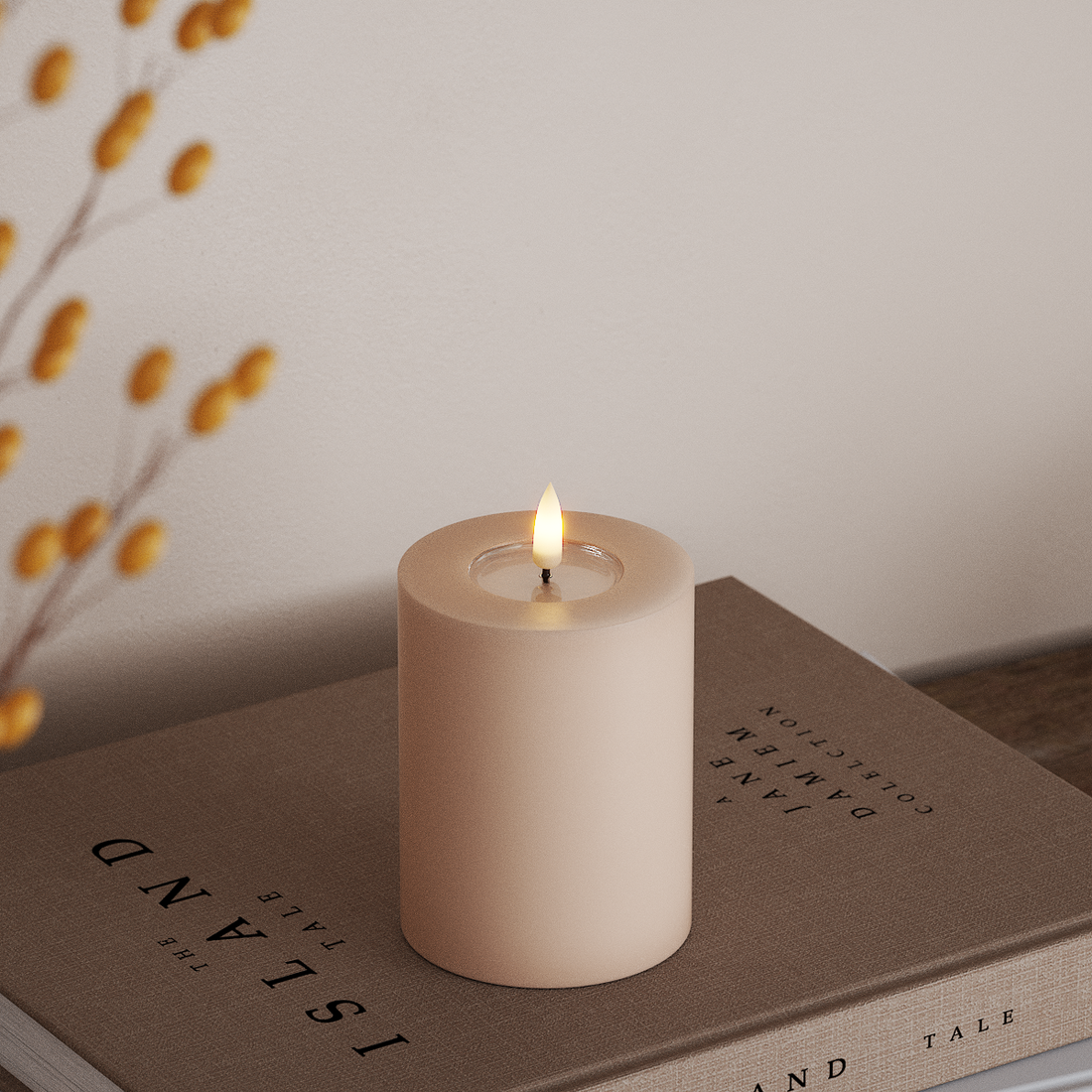 Deluxe Homeart LED Bloklys Ø 7,5 x 10 cm Rose LED bloklys 4