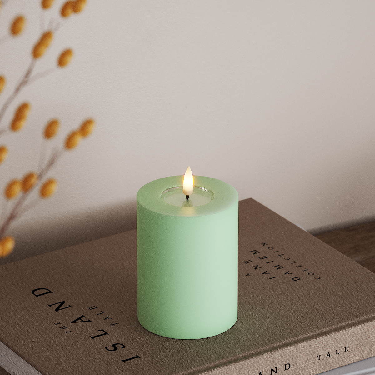 Deluxe Homeart LED Bougie pilier Ø7,5x10 cm Menthe LED Bougie pilier 3