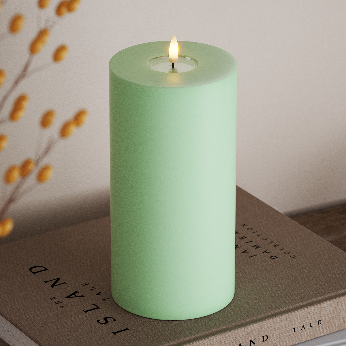 Deluxe Homeart LED Bougie pilier Ø10x20 cm Menthe LED Bougie pilier 3