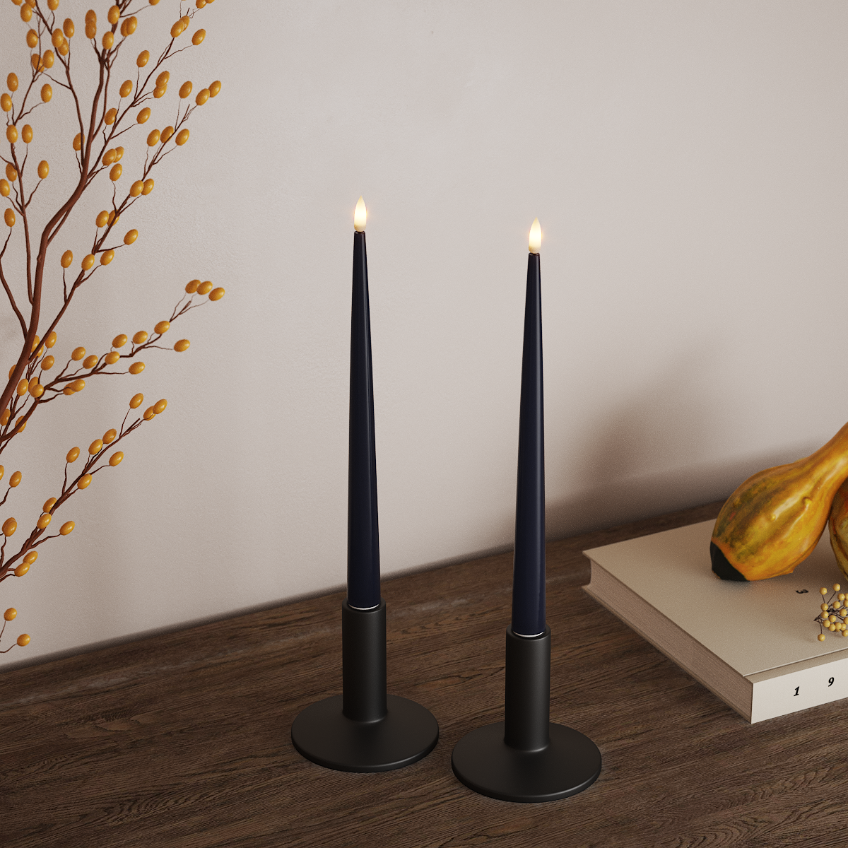 Deluxe Homeart LED Kertelys med Lak, 2 stk 28 cm Kongeblå LED kertelys 3