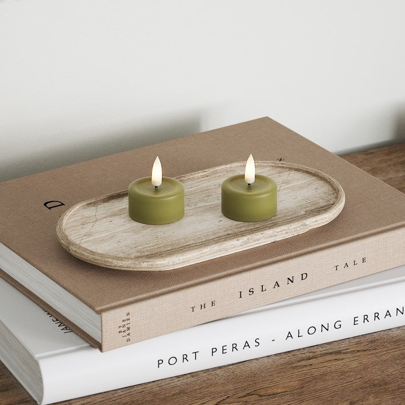 Deluxe Homeart LED Bougie chauffe-plat 2 pièces Vert olive