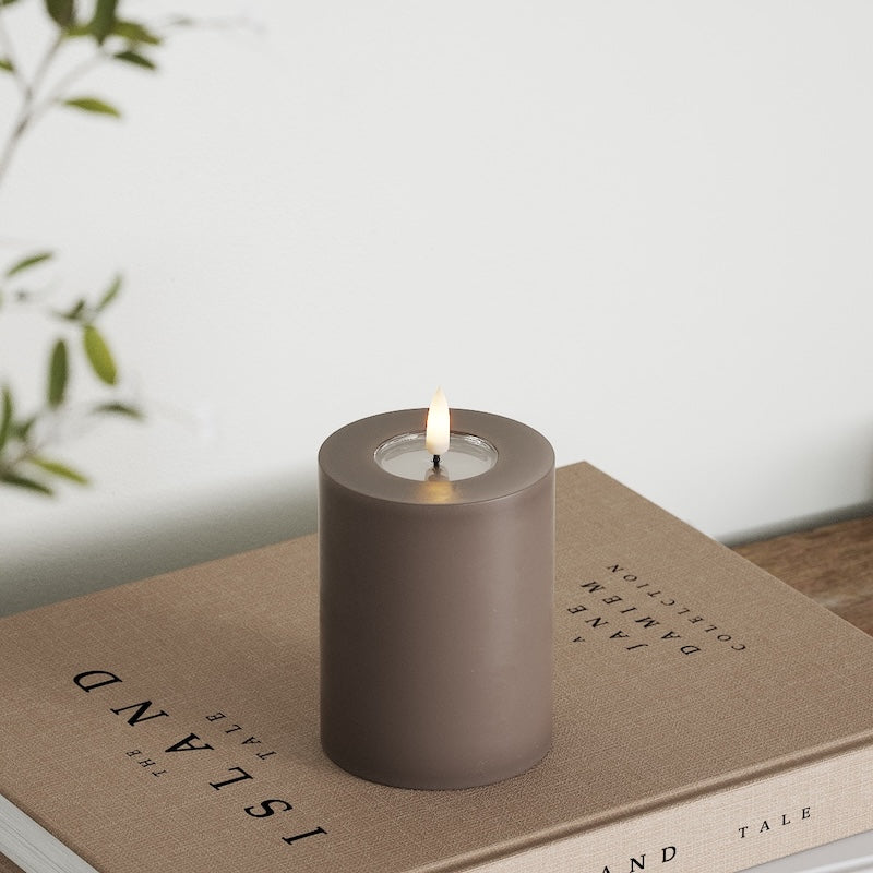 Deluxe Homeart LED Bougie pilier Ø7,5x10 cm Moka