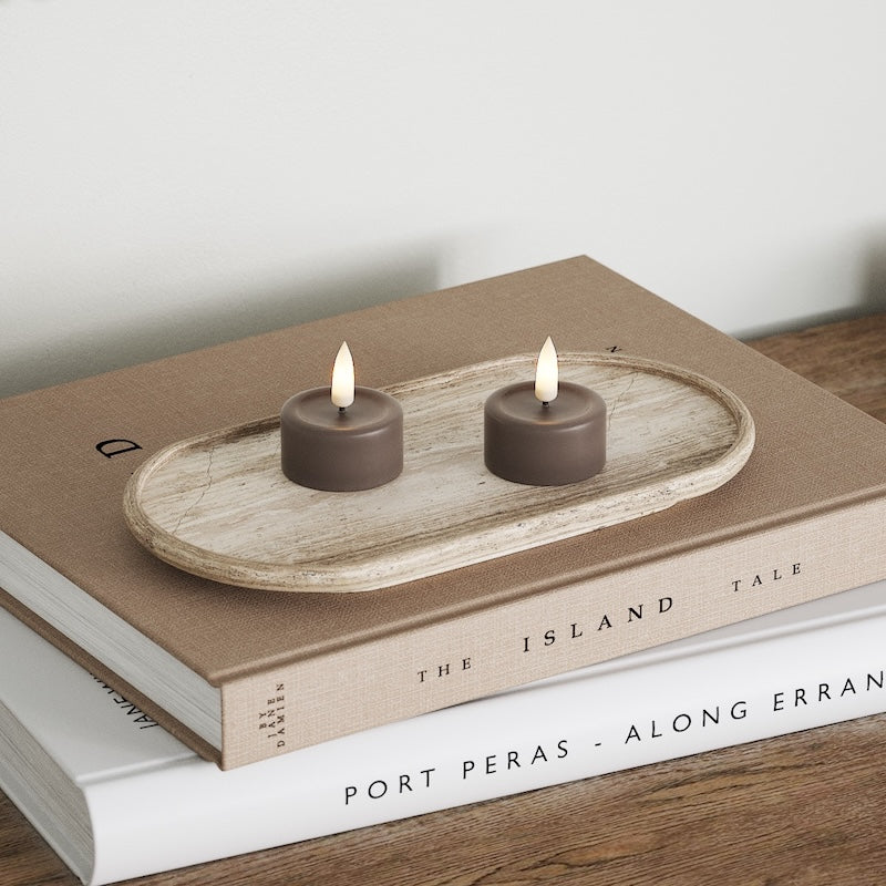 Deluxe Homeart LED Bougie chauffe-plat 2 pièces Moka