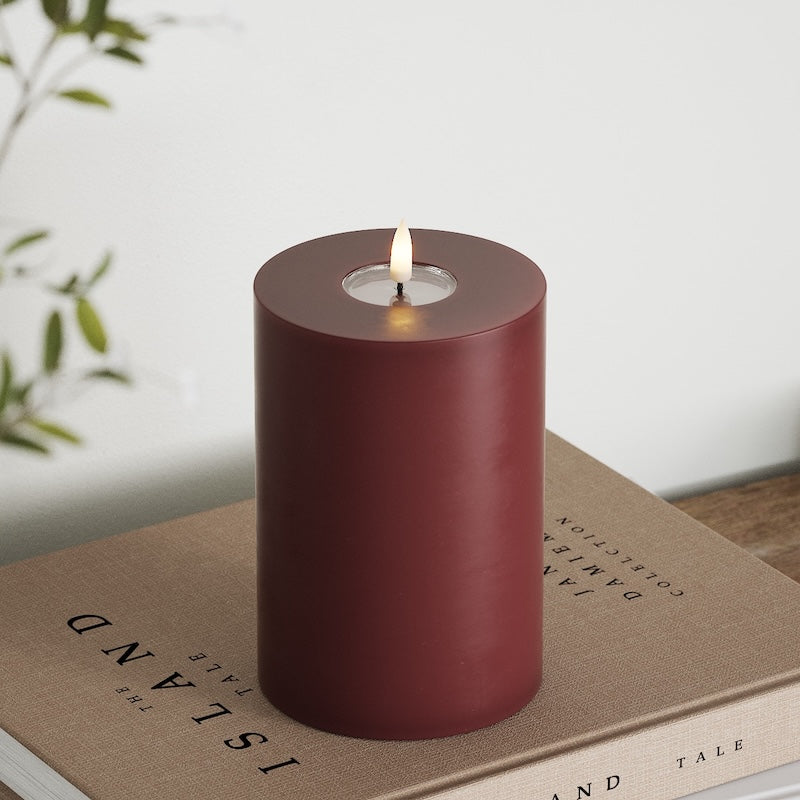 Deluxe Homeart LED Bloklys Ø 10 x 15 cm Bourgogne