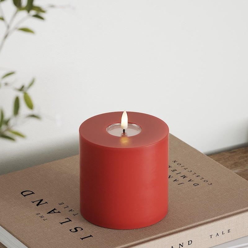 Deluxe Homeart LED Blockljus Ø 10 x 10 cm Röd