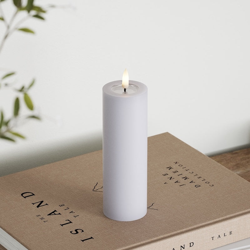 Deluxe Homeart LED Bloklys Ø 5 x 15 cm Støvet blå