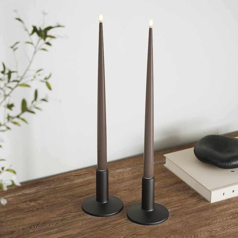 Deluxe Homeart LED Kertelys med Lak, 2 stk (38 cm) Mokka