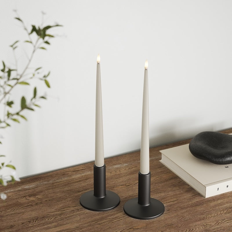 Deluxe Homeart LED Bougie effilée avec laque, 2 pièces 28 cm Sable LED Bougie effilée 2