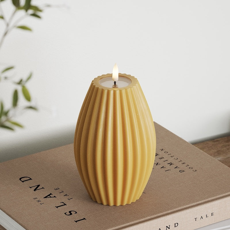 Deluxe Homeart LED Bougie rainurée P 10 x H 15 cm Curry