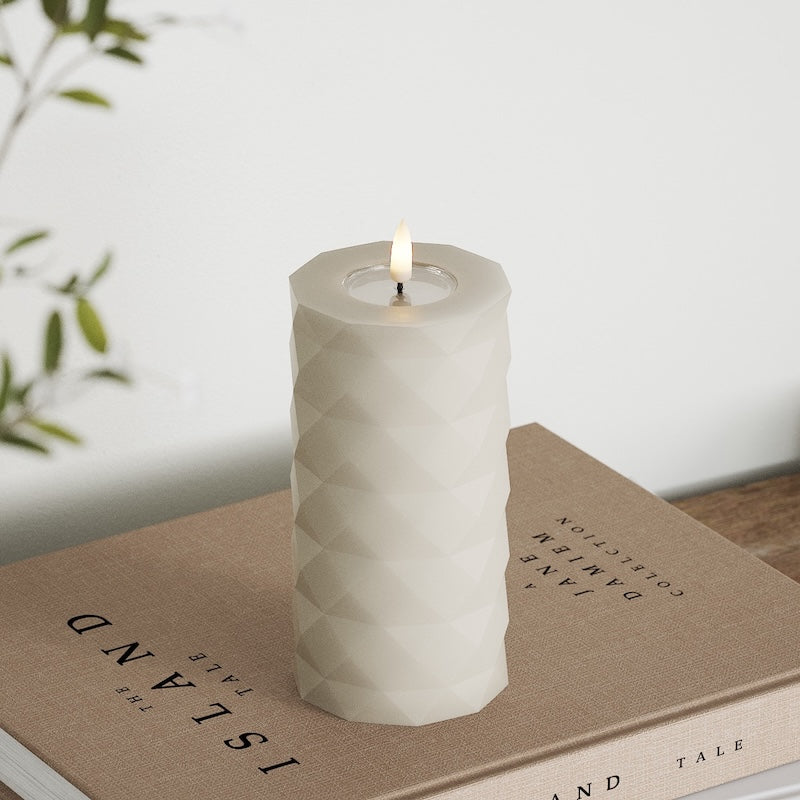 Deluxe Homeart Square LED Bougie pilier Ø7,5x15 cm Sable