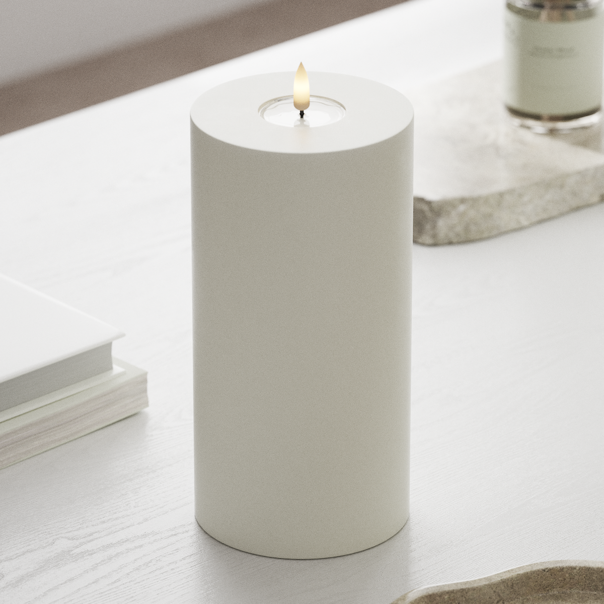 Deluxe Homeart LED Bougie pilier Ø10x20 cm Blanc LED Bougie pilier 1