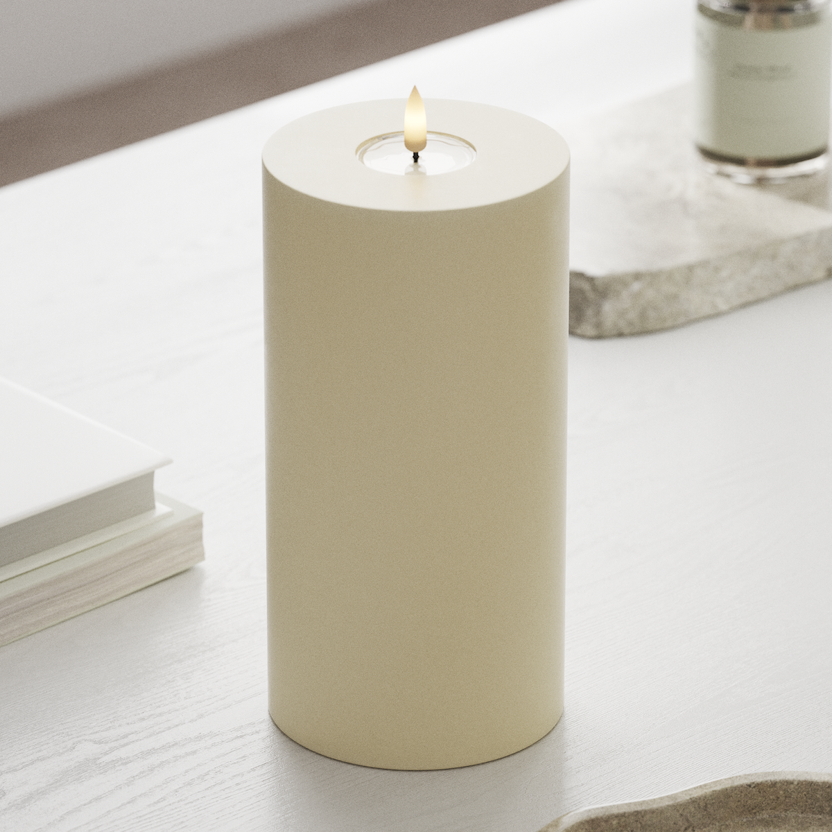 Deluxe Homeart LED Bougie pilier Ø10x20 cm Crème LED Bougie pilier 1