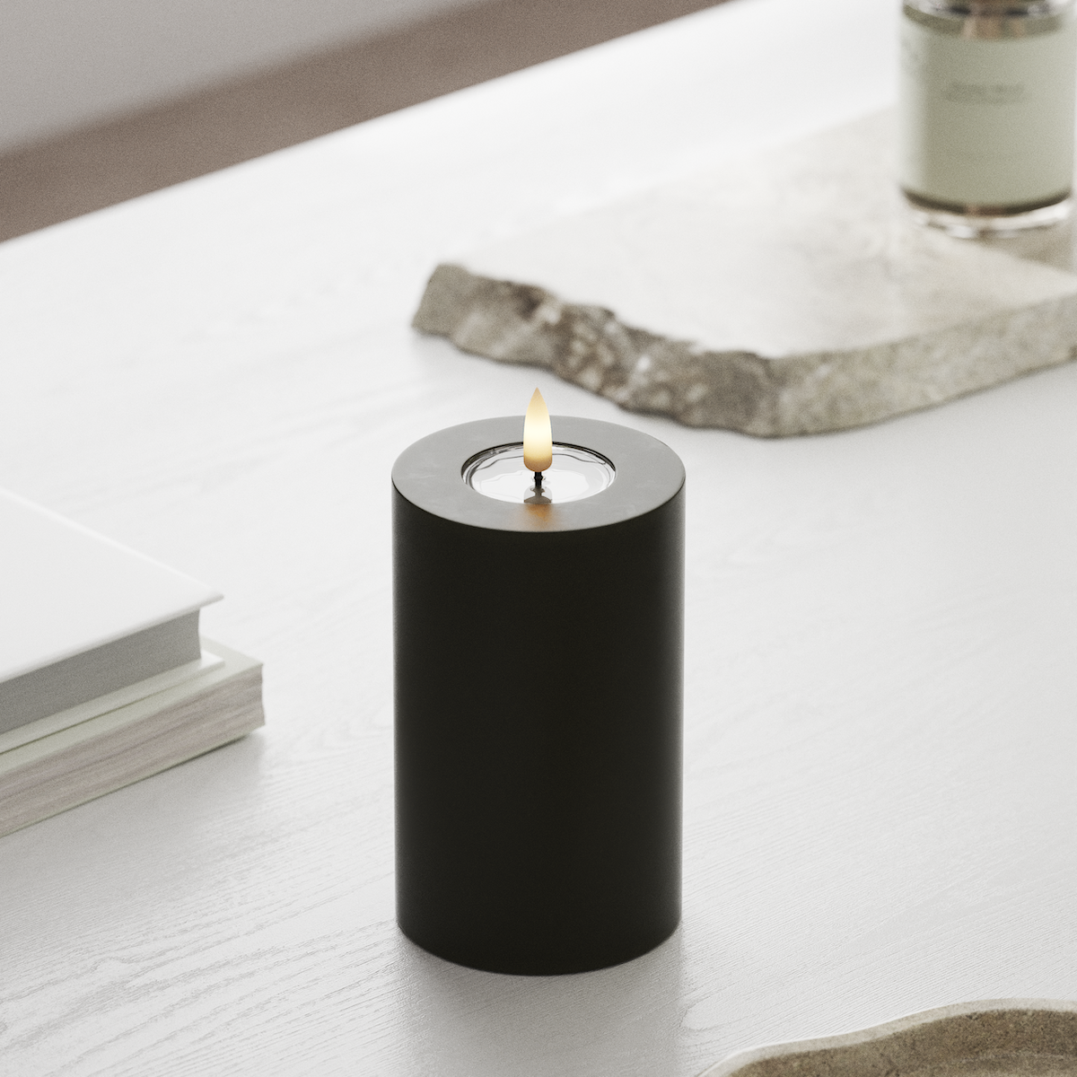 Deluxe Homeart LED Bougie pilier Ø7,5 x 12,5 cm Vert foncé LED Bougie pilier 1