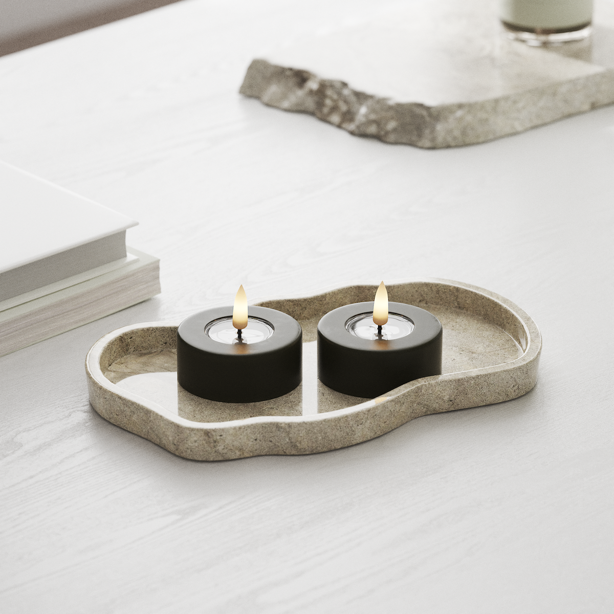 Deluxe Homeart LED Géant Bougie chauffe-plat 2 pièces Grand Vert foncé LED géant Bougie chauffe-plat 1