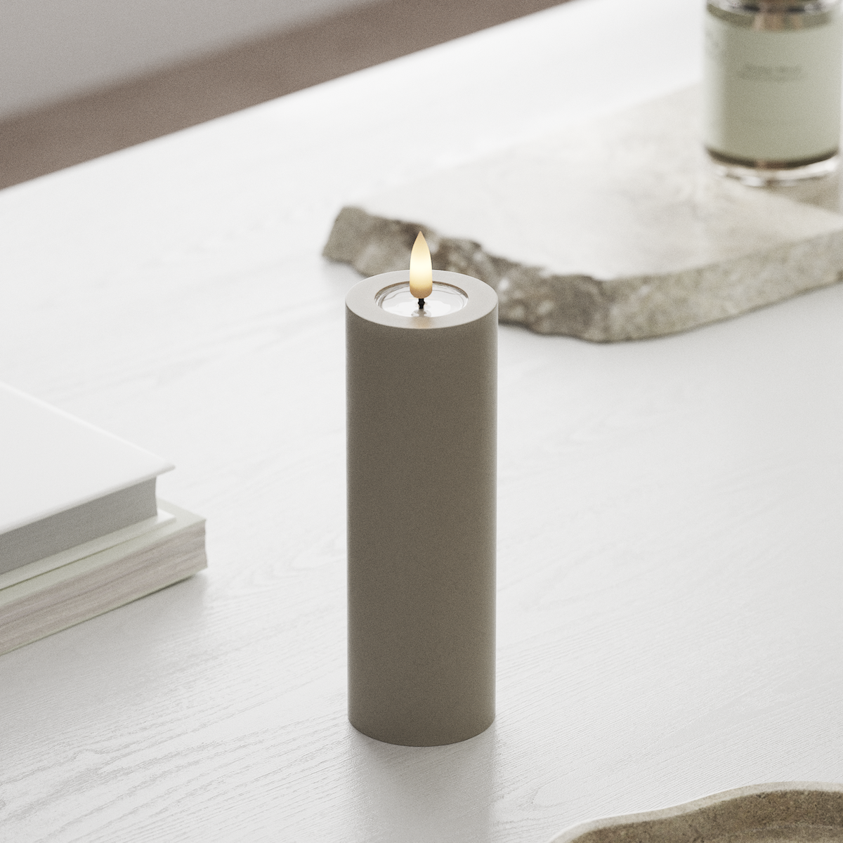 Deluxe Homeart LED Bloklys Ø 5 x 15 cm Sand LED bloklys 1