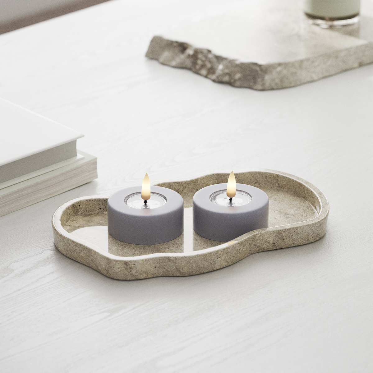 Deluxe Homeart LED Géant Bougie chauffe-plat 2 pièces Grand Bleu poussiéreux LED géant Bougie chauffe-plat 1