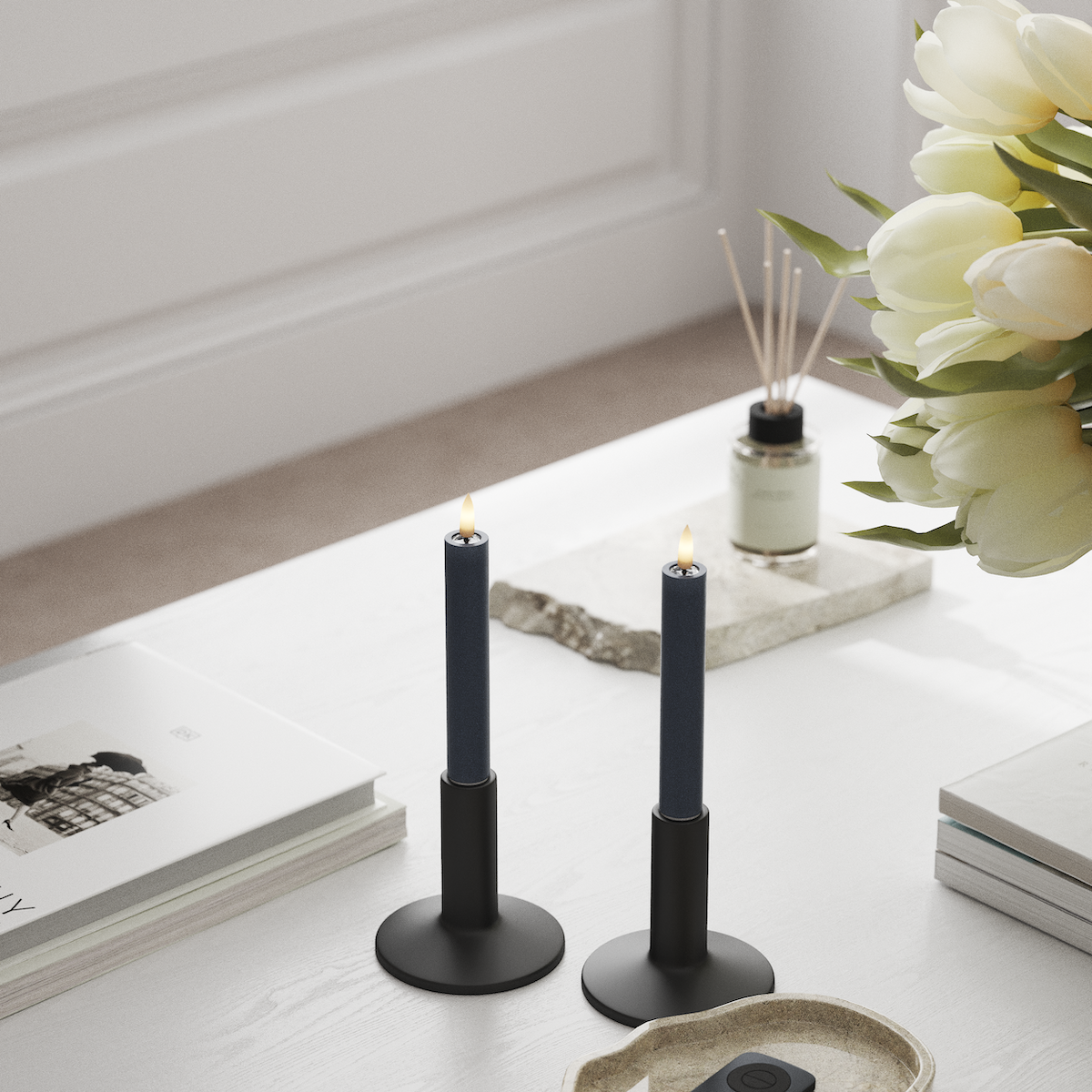 Deluxe Homeart LED Kronelys 2 stk, Ø 2 x 15 cm Isblå LED kronelys 1