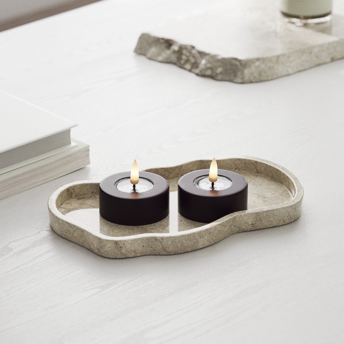 Deluxe Homeart LED Jumbo telys 2 stk. Stor Mørkelilla LED jumbo telys 1